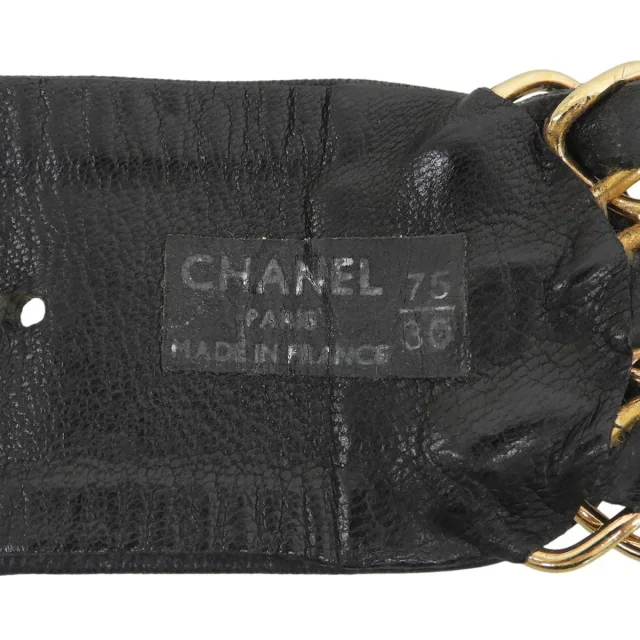 Chanel Chain Belt Black/Gold in Black Leather from VINTAGE QOO TOKYO, photo 5 of 7