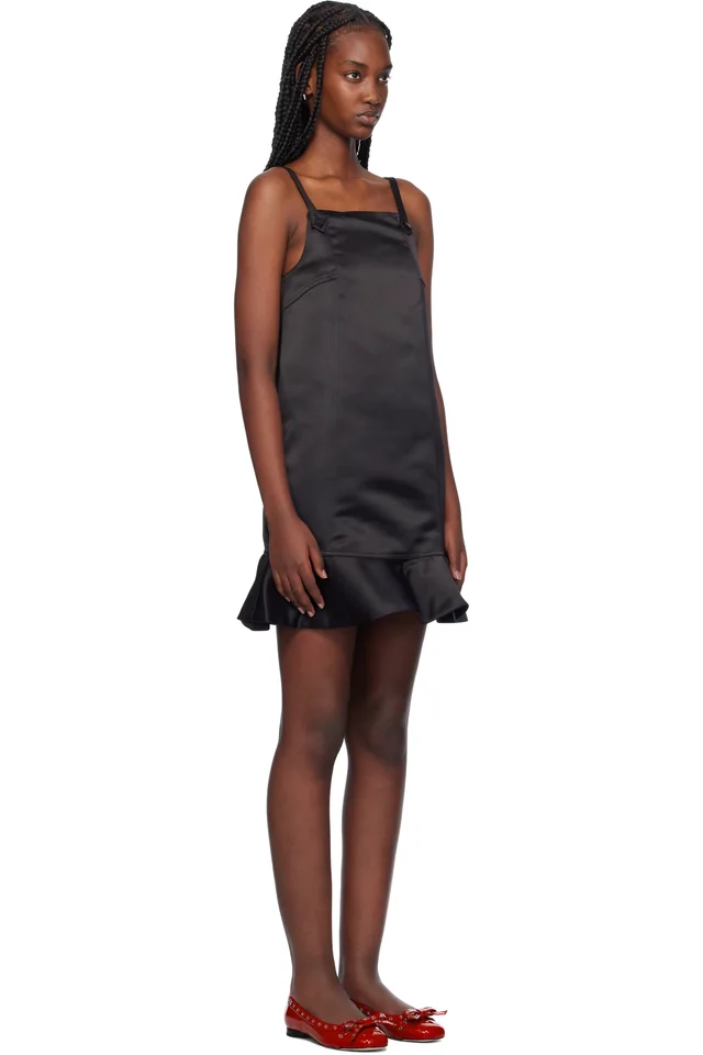 GANNI Black Duchesse Satin Minidress, photo 2 of 4 from SSENSE