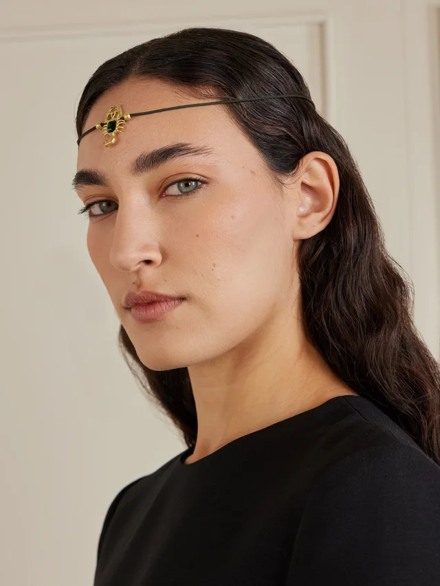 VALENTINO GARAVANI Tasseled crystal-embellished gold-tone and cord headpiece in Black, photo 2 of 2 from NET-A-PORTER (Canada)