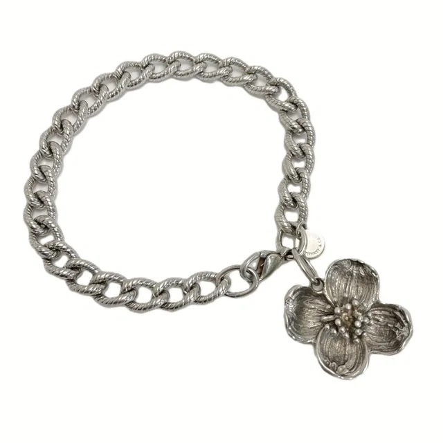 Tiffany & Co. Twisted Rope Flower Charm Bracelet Silver Dogwood in Silver from The Reluxe
