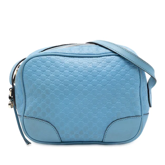 Blue Gucci Mini Microguccissima Bree Crossbody in Blue Leather from Designer Revival