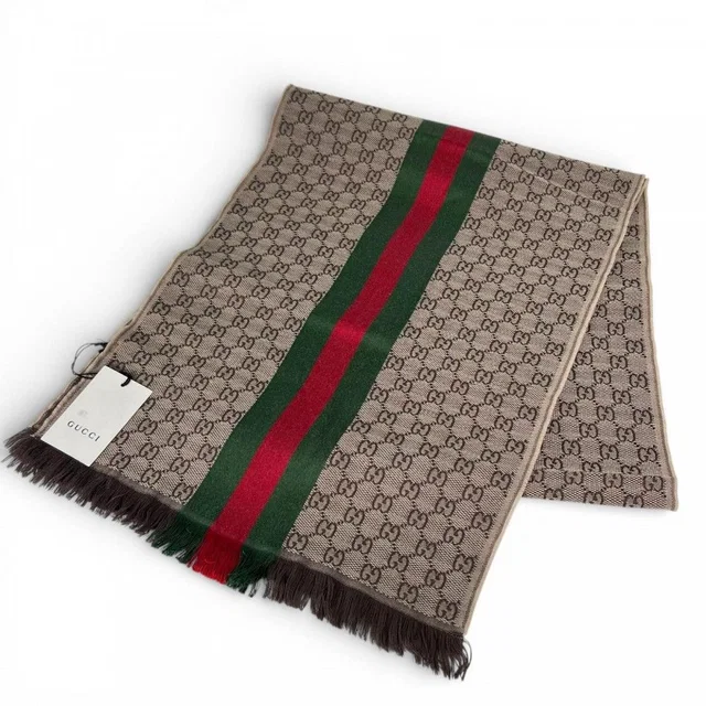 Gucci Scarf Sherry Line Wool Silk Brown in Brown Silk from The Reluxe