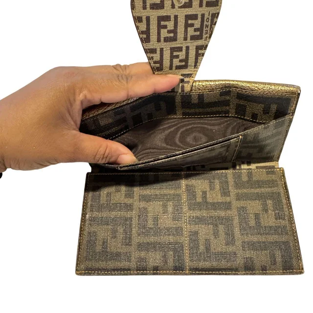 Fendi Women's Wallets - Gold/Brown in brown|red|gold from Depop, photo 6 of 7