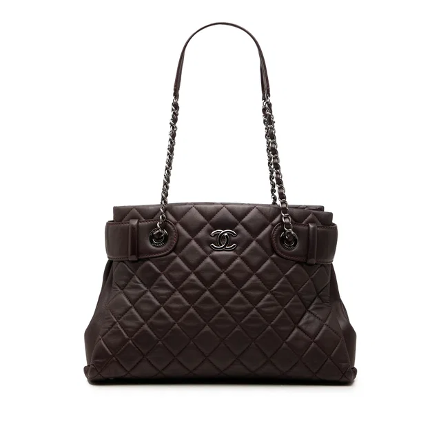 Red Chanel Small Quilted Lambskin Coco Loop Tote in Red Lambskin from Designer Revival