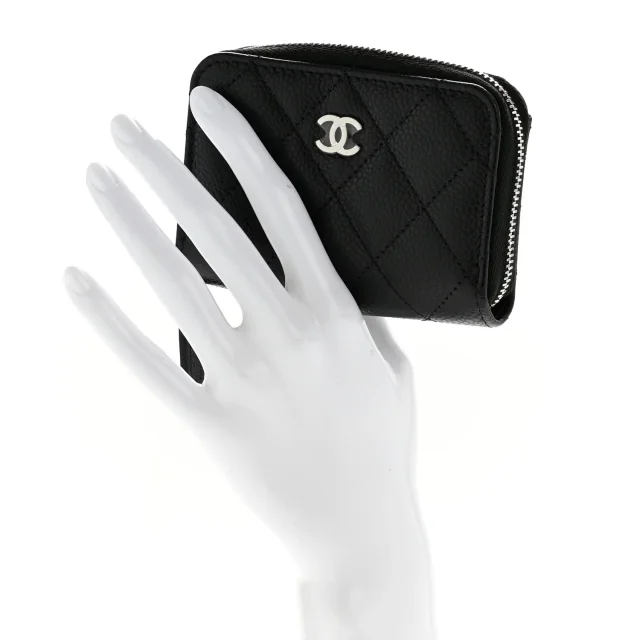 Chanel Caviar Quilted Zip Coin Purse Black in Black Caviar leather from FASHIONPHILE, photo 2 of 8