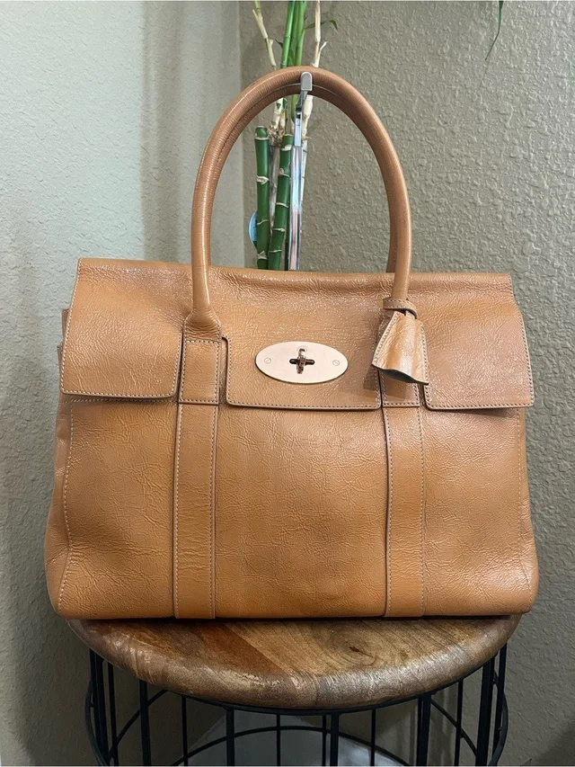 Mulberry Glossy Wrinkled Patent Warm Caramel/Tan Leather Bayswater in neutral|gold|brown Patent leather from Poshmark