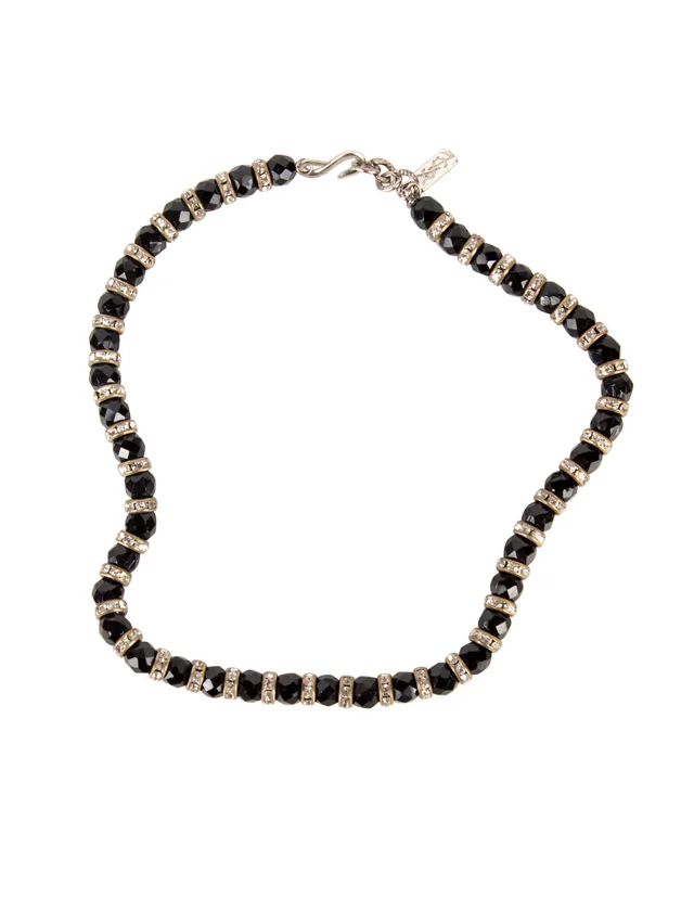 Saint Laurent Vintage Haute Couture Crystal and Black Beaded Choker Necklace in Black from Amarcord Vintage Fashion