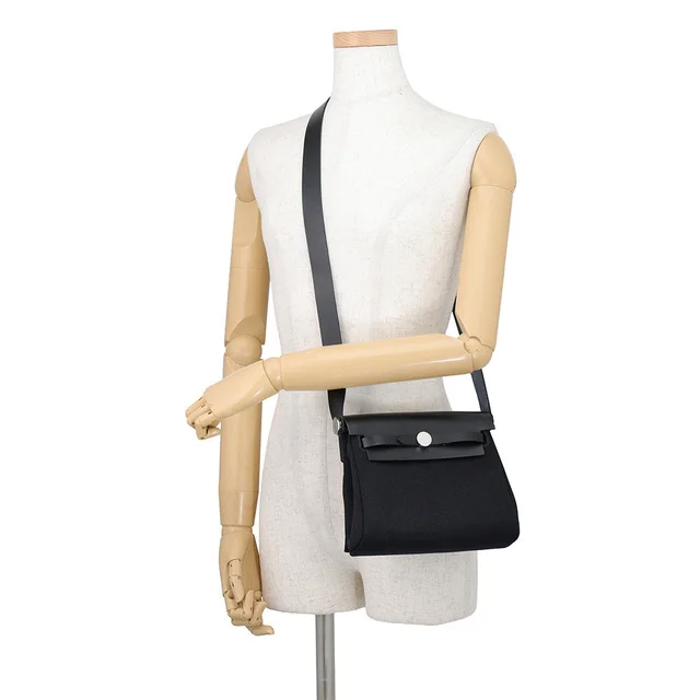 Hermès Herbag zip Black Toile H Vache Hunter Leather Size Mini in Black Leather from GALLERY RARE, photo 2 of 2