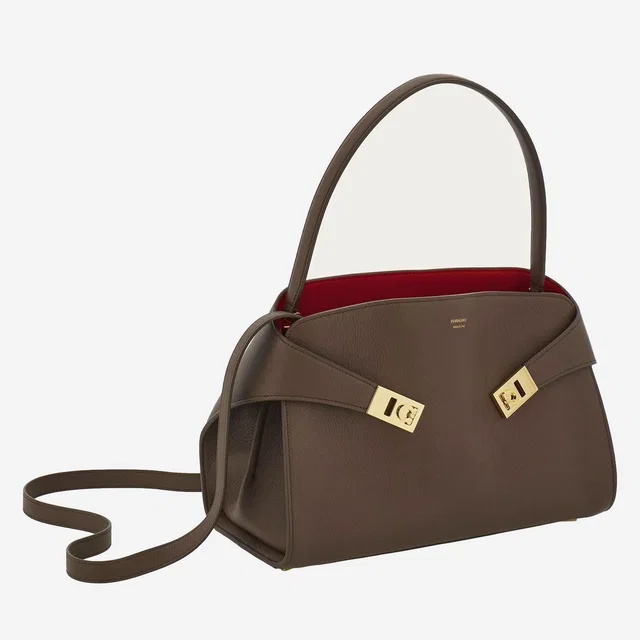 Ferragamo Hug Shoulder Bag — Brown Leather in Brown Leather from HEWI