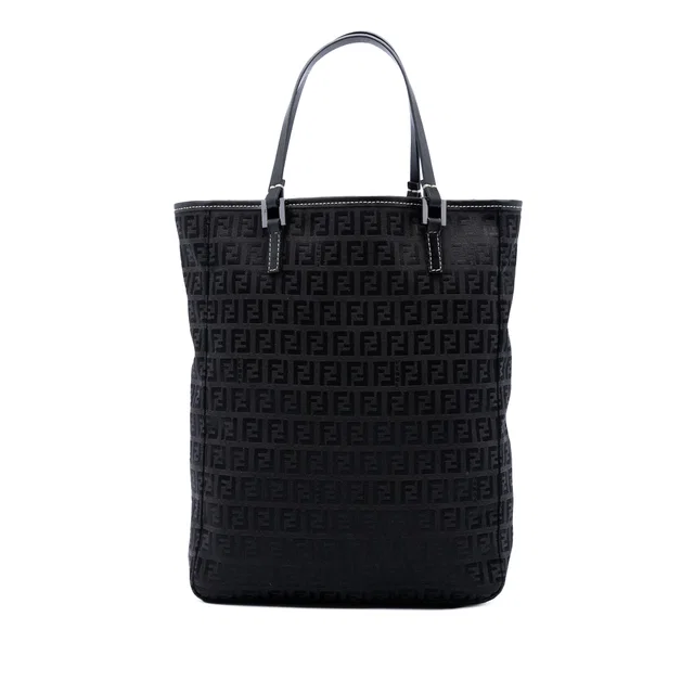 Black Fendi Zucchino Canvas Tote in Black Canvas from Designer Revival