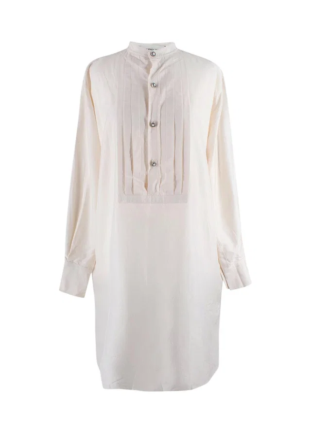Etro Cream Pleated Detail Silk Tunic in White Silk from HEWI