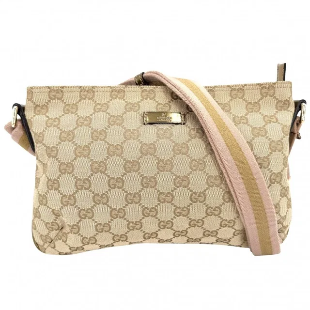 Gucci Shoulder Bag GG Canvas Beige Gold in Beige Canvas from The Reluxe