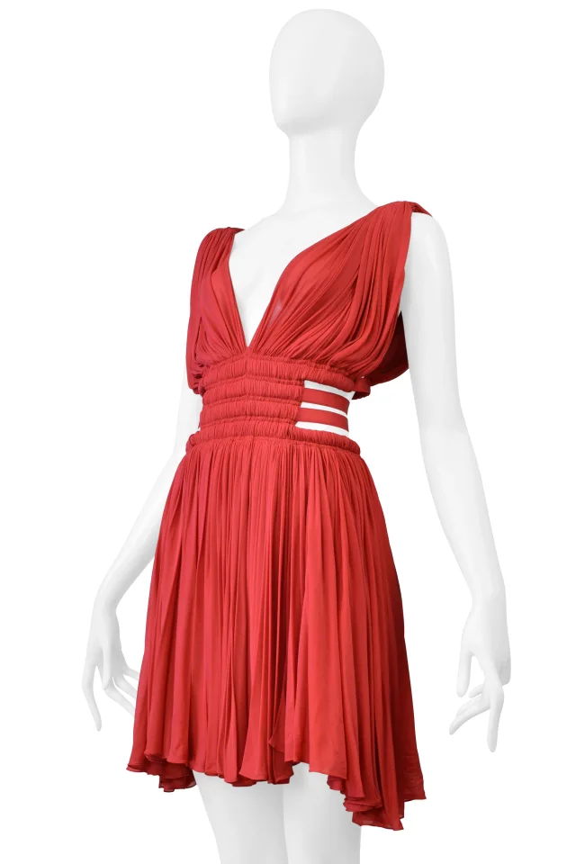 Alaïa Red Jersey Goddess Mini Dress 2004 in Red from Resurrection Vintage, photo 2 of 8