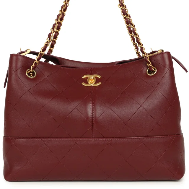 Chanel Small Coco Hobo Bag Burgundy Calfskin Antique Gold Hardware in Burgundy Calfskin from Madison Avenue Couture