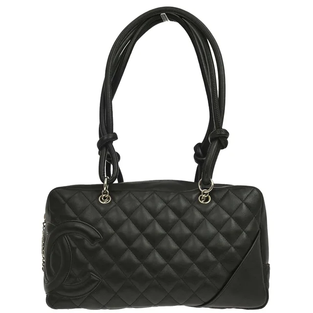 Chanel 2005-2006 Black Calfskin Cambon Ligne Bowling Bag 27 in Black Calfskin from AMORE Vintage Tokyo