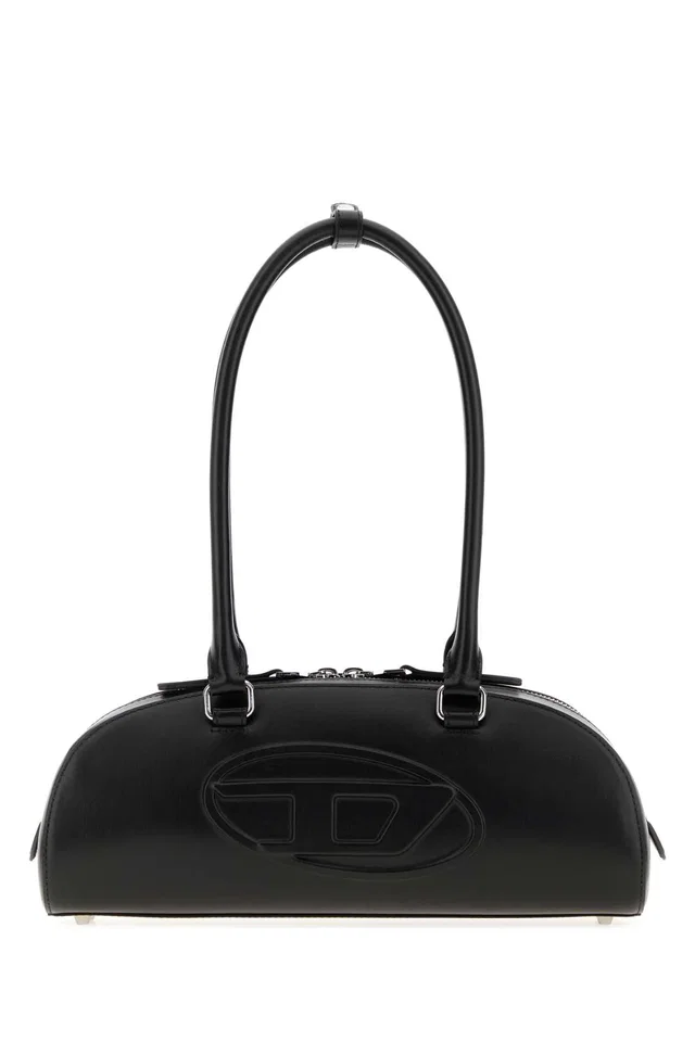 Diesel Dome Shoulder Bag — Black in Black Leather from HEWI