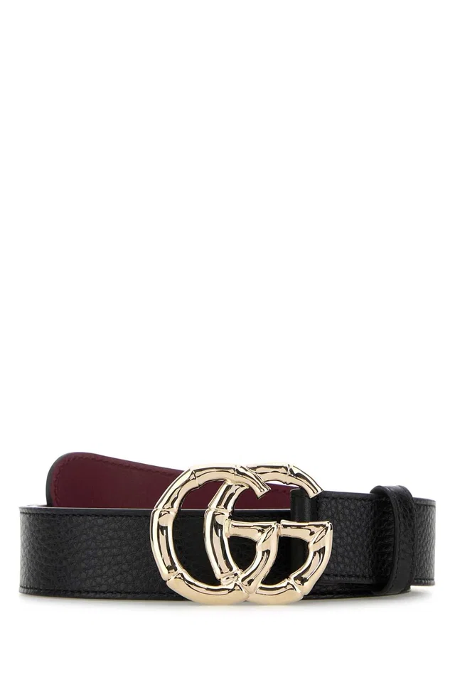 Gucci Bamboo Gg Buckle Calf Leather Belt — Black Skin in Black Calfskin from HEWI