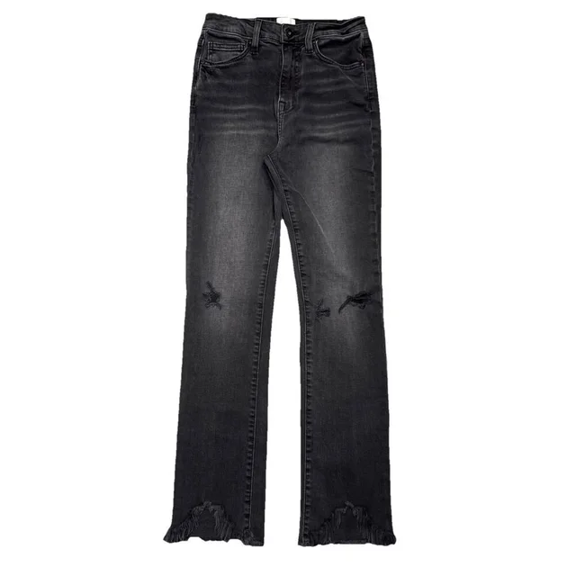 SIMKHAI High Rise Straight Fray Jeans 26 (24x28) Washed Black Distress in black|gray from Poshmark