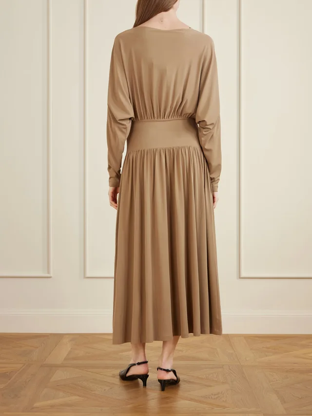TOTEME Boatneck jersey maxi dress in beige 96% Viscose 4% Elastane, photo 3 of 4 from NET-A-PORTER (Canada)