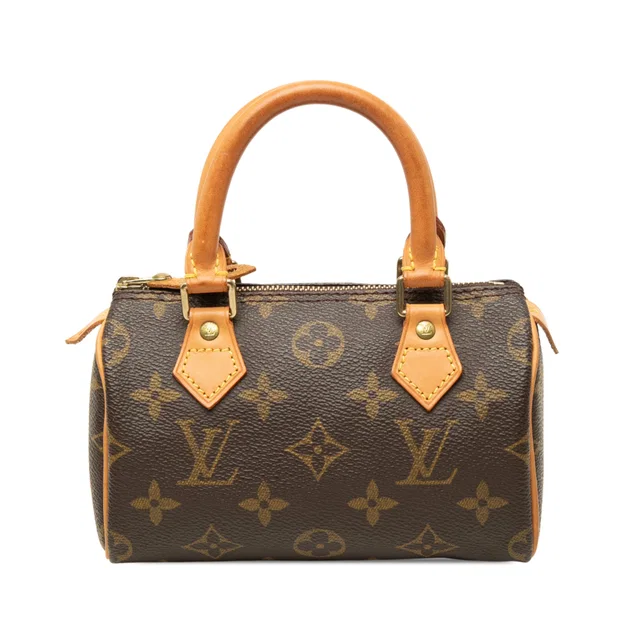 Brown Louis Vuitton Monogram Mini Speedy HL Satchel in Brown Coated canvas from Designer Revival