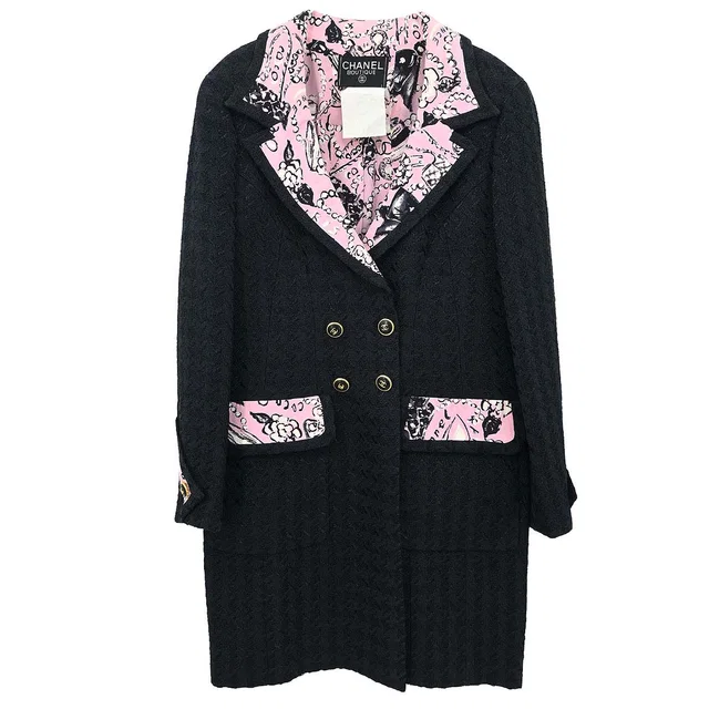 Chanel 1993 Double Breasted Jacket Black #40 in Black from AMORE Vintage Tokyo
