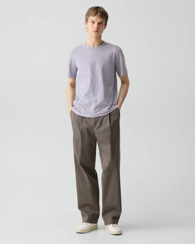 Theory Essential Tee in Cosmos Slub Cotton in GRAY LILAC 100% Cotton, photo 12 of 12 from Theory
