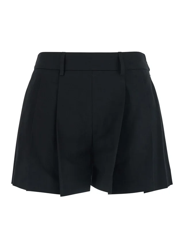 LEPLAIN Black Shorts with pleated design in Fabric women in Black, photo 2 of 6 from Gaudenzi Boutique