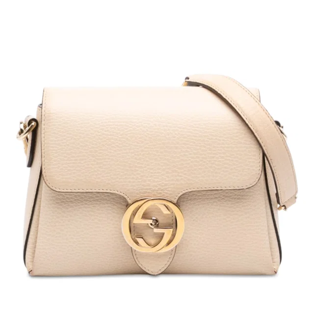 White Gucci Small Dollar Calfskin Interlocking G Crossbody in White Calfskin from Designer Revival