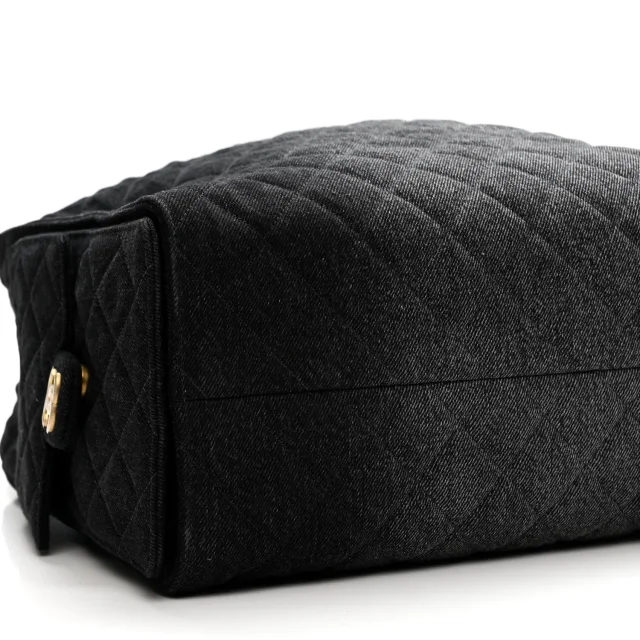 Washed Denim Quilted Large Chanel 25 Handbag Black in Black Denim from FASHIONPHILE, photo 9 of 10