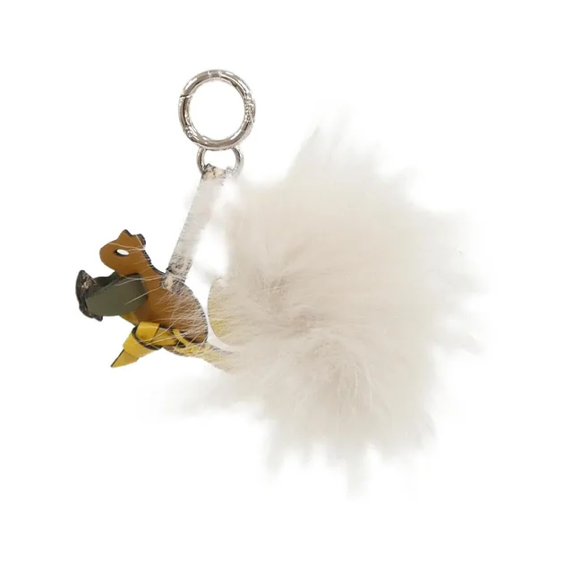 Fendi Key cases, Key holders in WHITE + BROWN + YELLOW / SILVER hardware Fox fur / Leather from KOMEHYO