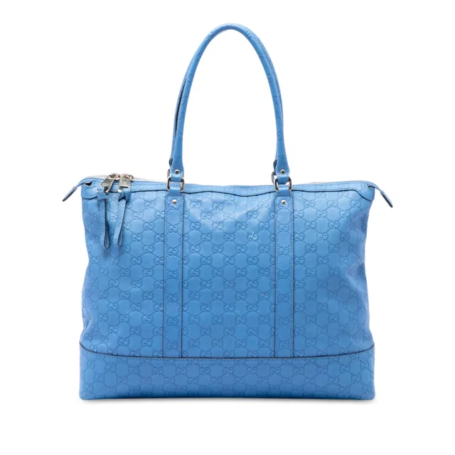 Blue Gucci Guccissima Tote in Blue Leather from Designer Revival