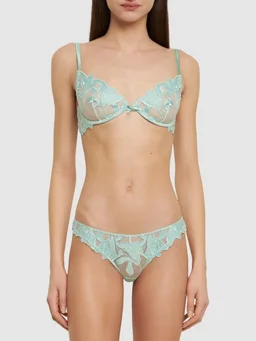 Fleur Du Mal Lily embroidered bra in 100% Polyester, 92% Silk, 8% Spandex, photo 2 of 5 from LUISAVIAROMA