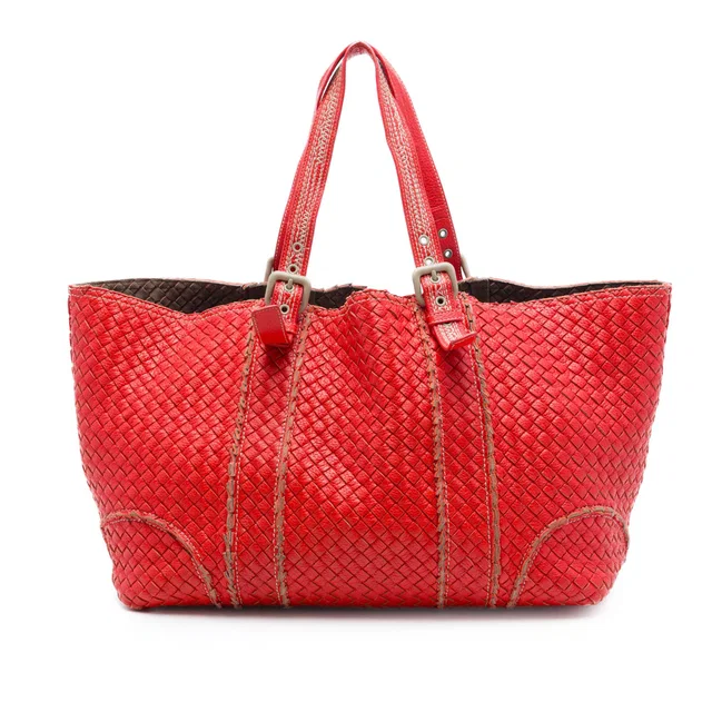 Orange Bottega Veneta XL Nappa Intrecciato Stitch Tote in Orange Nappa leather from Designer Revival