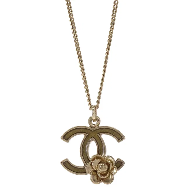 Chanel Gold CC Flower Pendant Necklace 07P in Gold from AMORE Vintage Tokyo