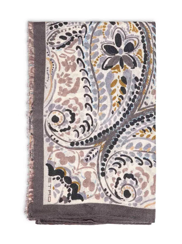 Etro Paisley Print Wool And Silk Scarf Multicolour Scarfs in Silk from HEWI