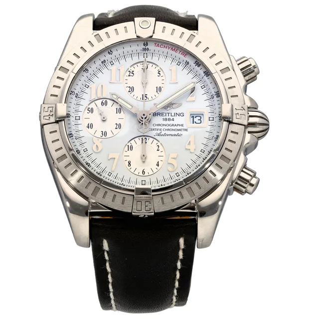 Breitling Chronomat Evolution A13356 43mm Stainless Steel Watch in Leather from H&T