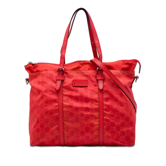Red Gucci GG Nylon Satchel in Red Nylon from Designer Revival
