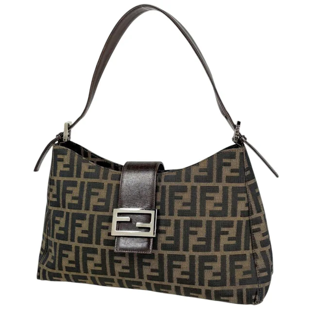 Fendi Shoulder Bag Zucca Pattern Canvas Brown in Brown Canvas from The Reluxe
