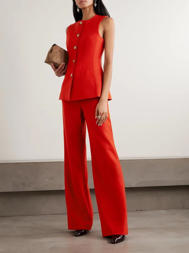 VERONICA BEARD Tonelli crepe wide-leg pants in Red, photo 2 of 2 from NET-A-PORTER (Canada)