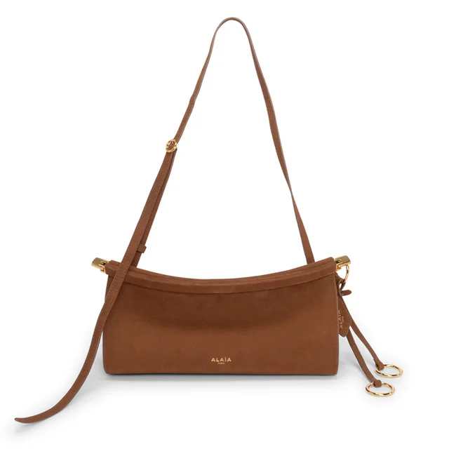 Alaïa Nubuck Le Click East West Small Bag in Brown Suede from Blue Spinach