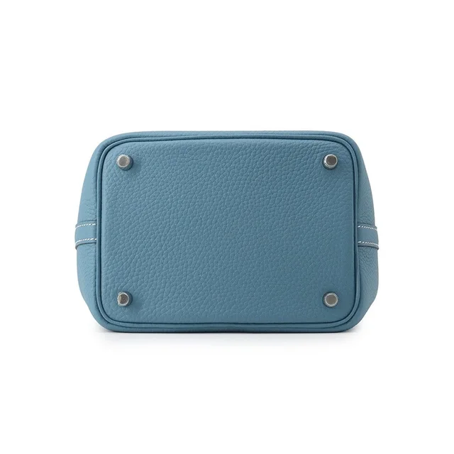 Hermès Handbag Picotin Lock PM New Blue Jean Silver Taurillon Clemence Tote in Blue Clemence leather from The Reluxe, photo 2 of 2