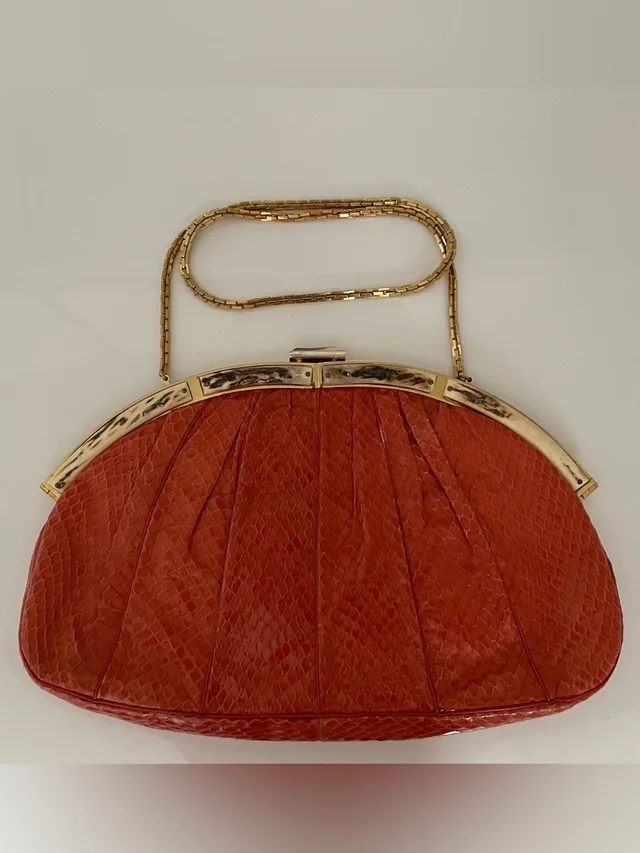Judith Leiber Vintage Snake Skin & Antler Purse / Clutch in orange from Poshmark, photo 1 of 1