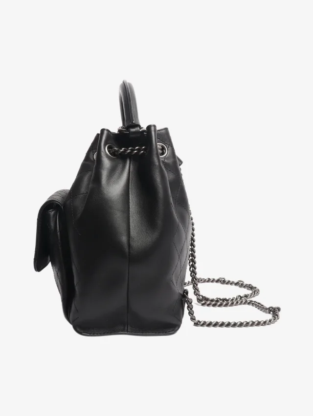 Chanel Black 2016 diamond stitching backpack in Black Leather from Sign of the Times, photo 2 of 9