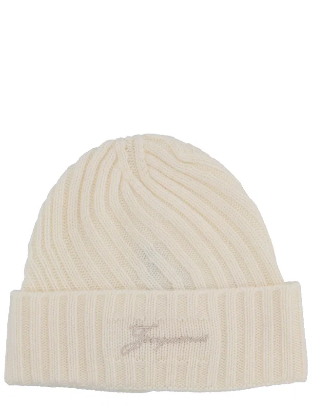 Jacquemus Acu00767ak0_0287110 Winter Hat — White Cashmere Merino Wool in White Cashmere from HEWI