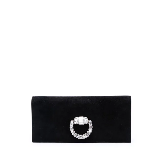 Black Gucci Suede Broadway Crystal Clutch in Black Suede from Designer Revival