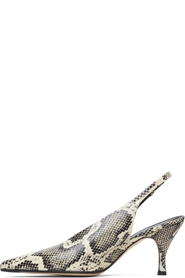Aeyde Off-White & Black Carla Heels, photo 3 of 5 from SSENSE