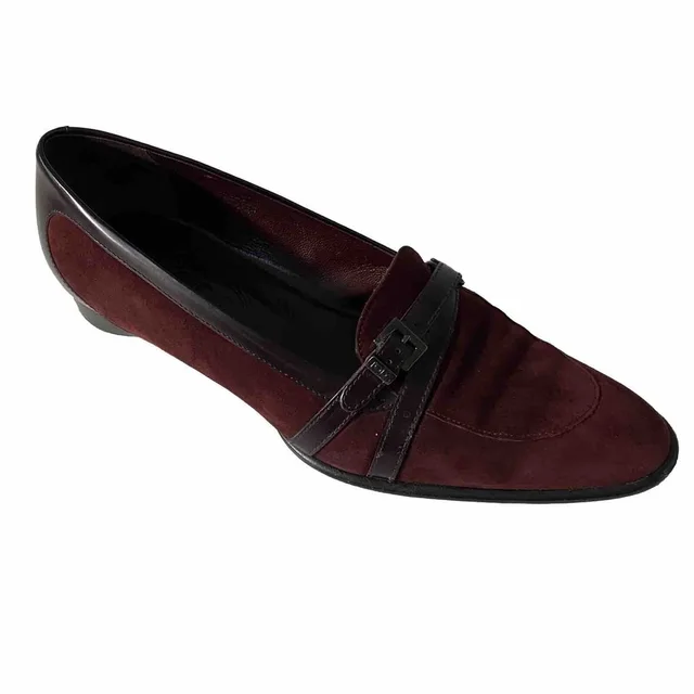 Tod's Loafer Round Toe Burgundy Red Suede Buckle Leather Strap 0.75" Heel 38.5 in red Suede from Poshmark