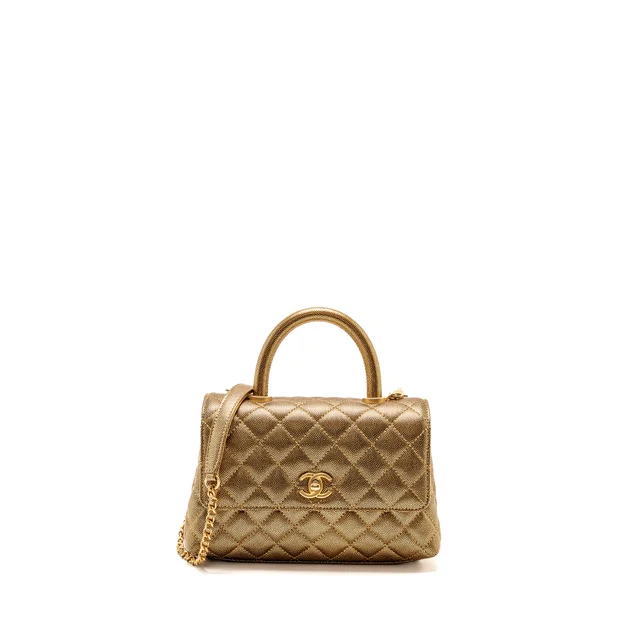 Chanel small coco handle caviar metallic gold GHW in Gold Caviar leather from EMIER