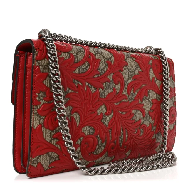 Gucci GG Supreme Monogram Arabesque Dionysus Shoulder Bag Hibiscus Red in Red Suede from FASHIONPHILE, photo 3 of 12