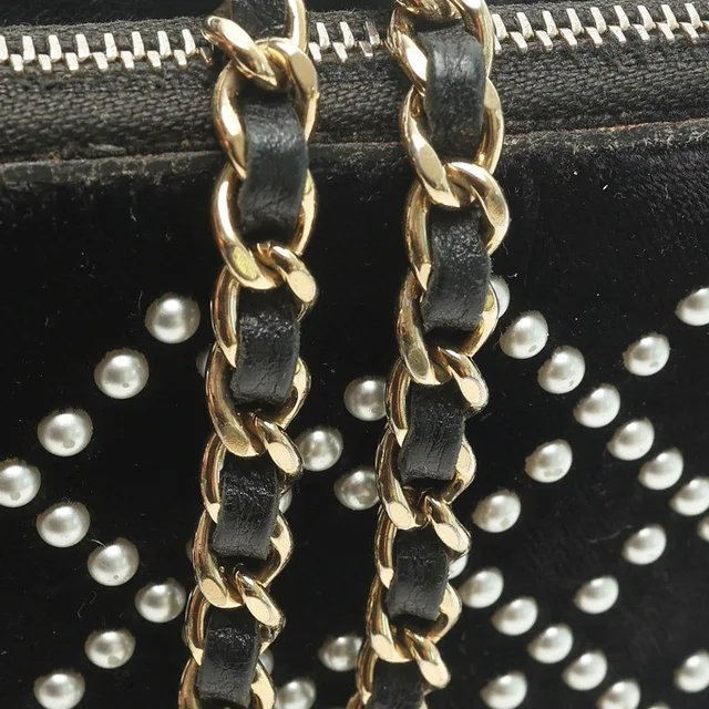 Chanel Velvet Pearl Double Zip Wallet On Chain Bag in Velvet from A Retro Tale, photo 7 of 13